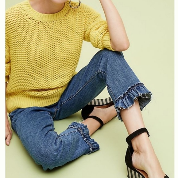 Anthro Levi's Wedgie Fit High Rise Ruffle Jeans - Picture 2 of 8